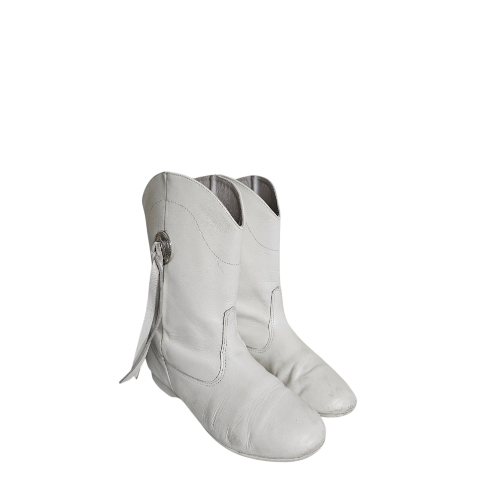Happy Feet Drill Team White Leather Boots Size 8.5 M